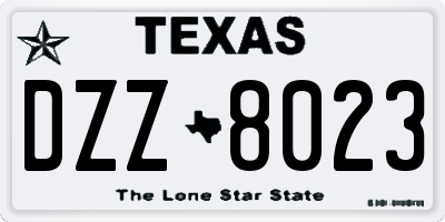 TX license plate DZZ8023