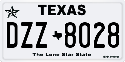 TX license plate DZZ8028