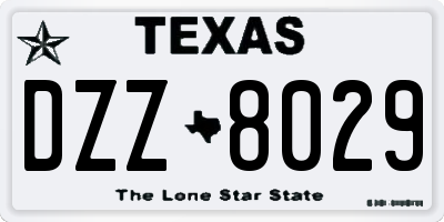 TX license plate DZZ8029