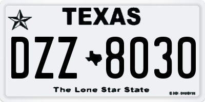 TX license plate DZZ8030