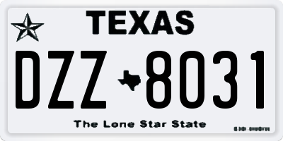 TX license plate DZZ8031