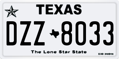 TX license plate DZZ8033