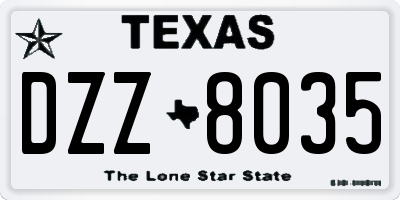 TX license plate DZZ8035