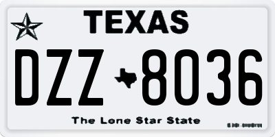 TX license plate DZZ8036