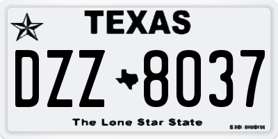 TX license plate DZZ8037