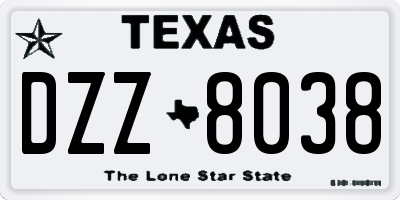 TX license plate DZZ8038