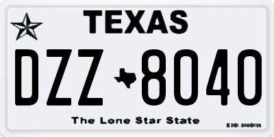 TX license plate DZZ8040