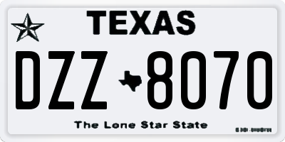TX license plate DZZ8070