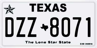 TX license plate DZZ8071