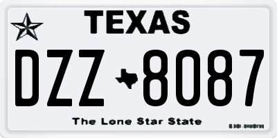 TX license plate DZZ8087