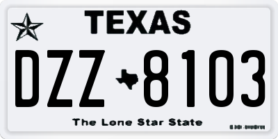 TX license plate DZZ8103