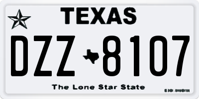 TX license plate DZZ8107