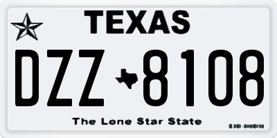 TX license plate DZZ8108