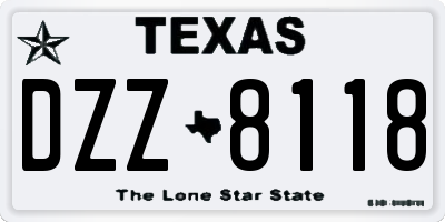 TX license plate DZZ8118