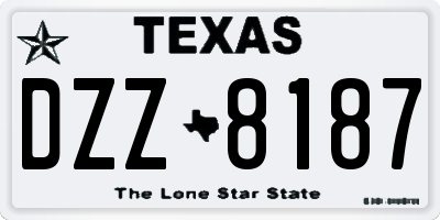 TX license plate DZZ8187