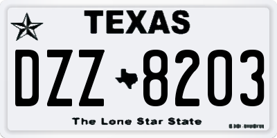 TX license plate DZZ8203