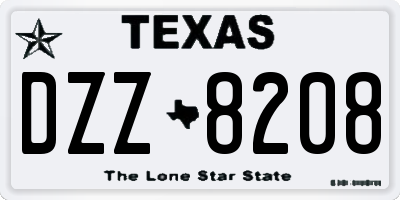 TX license plate DZZ8208