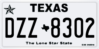 TX license plate DZZ8302