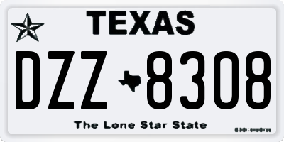 TX license plate DZZ8308