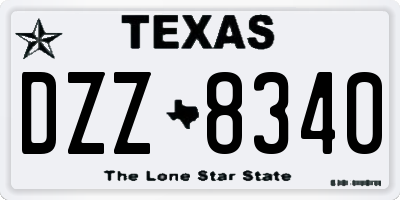 TX license plate DZZ8340