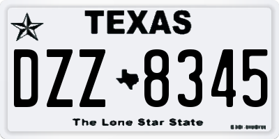 TX license plate DZZ8345