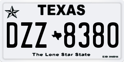 TX license plate DZZ8380