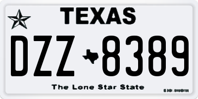 TX license plate DZZ8389