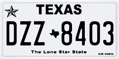 TX license plate DZZ8403