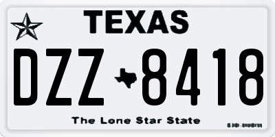 TX license plate DZZ8418