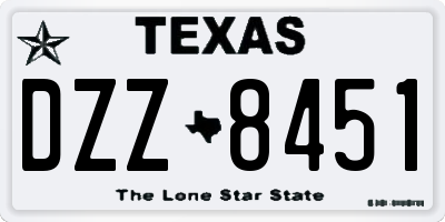 TX license plate DZZ8451