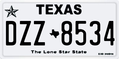 TX license plate DZZ8534