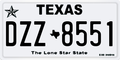 TX license plate DZZ8551