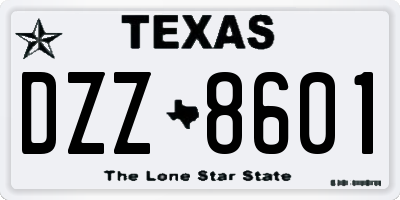 TX license plate DZZ8601