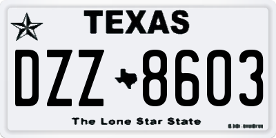 TX license plate DZZ8603