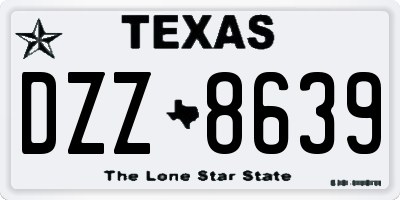 TX license plate DZZ8639