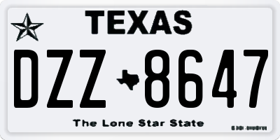 TX license plate DZZ8647