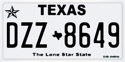 TX license plate DZZ8649