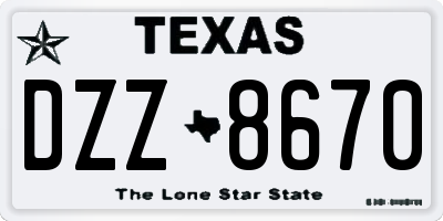 TX license plate DZZ8670