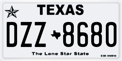 TX license plate DZZ8680