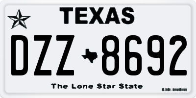 TX license plate DZZ8692