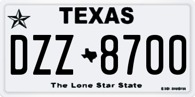 TX license plate DZZ8700