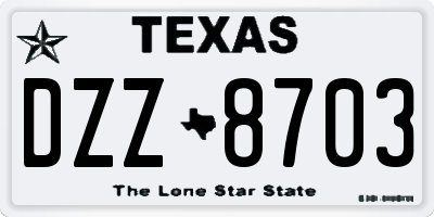 TX license plate DZZ8703