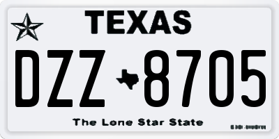 TX license plate DZZ8705