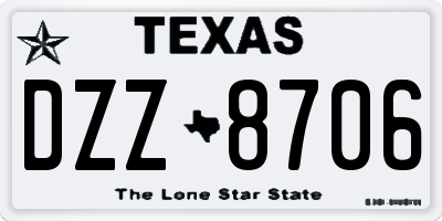 TX license plate DZZ8706