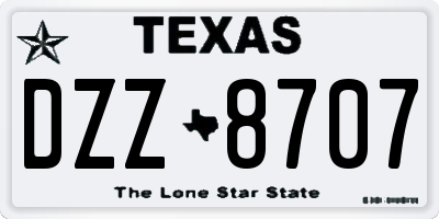 TX license plate DZZ8707