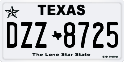 TX license plate DZZ8725