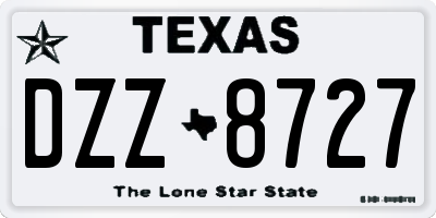 TX license plate DZZ8727