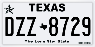 TX license plate DZZ8729