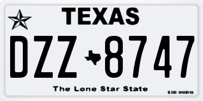 TX license plate DZZ8747