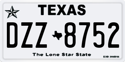 TX license plate DZZ8752